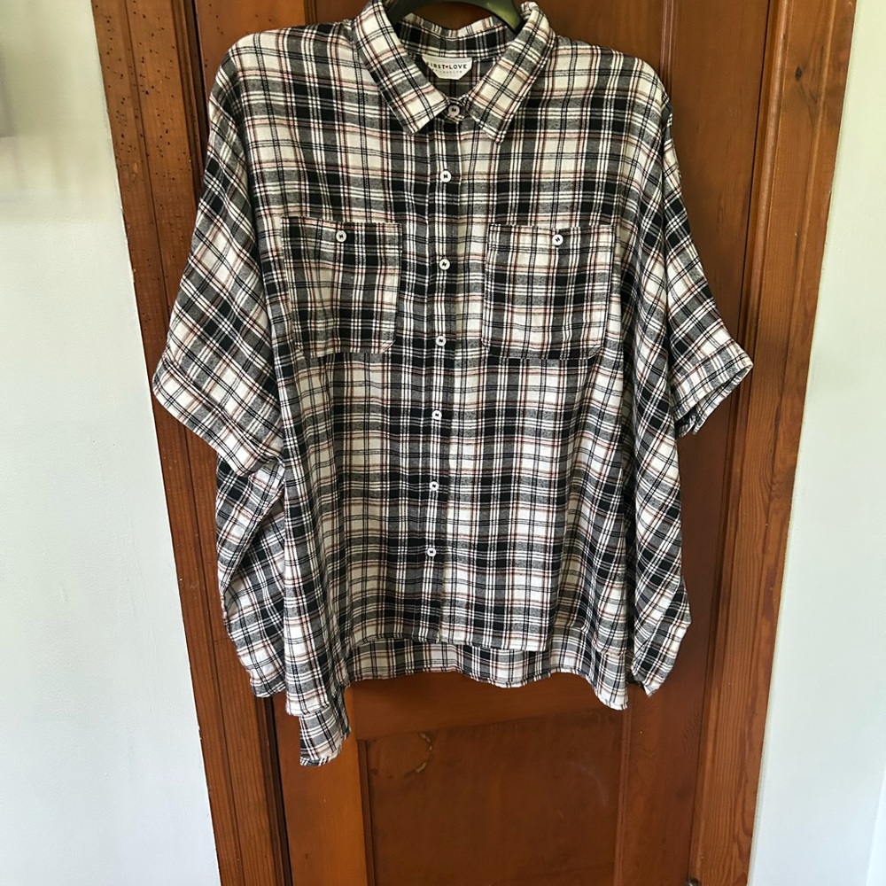 First Love Black and White Plaid Shirt